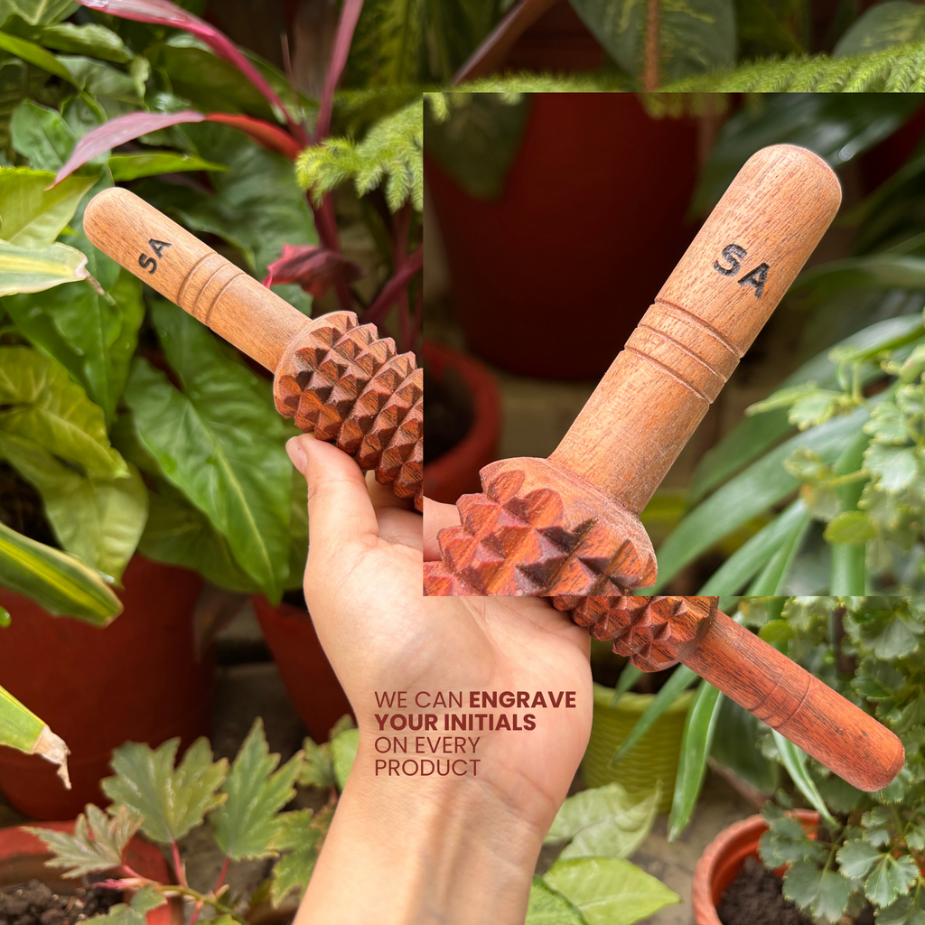 Wooden Fascia Release Roller | Handmade Body Massage Tool