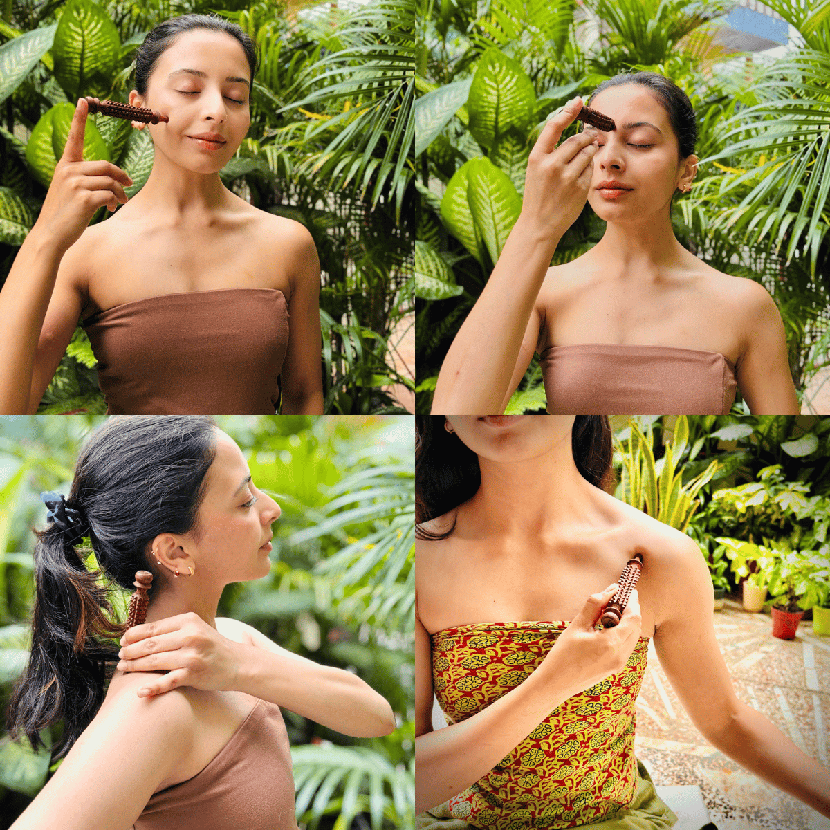 Wooden Facial Acupressure Tool wooden face massage stick