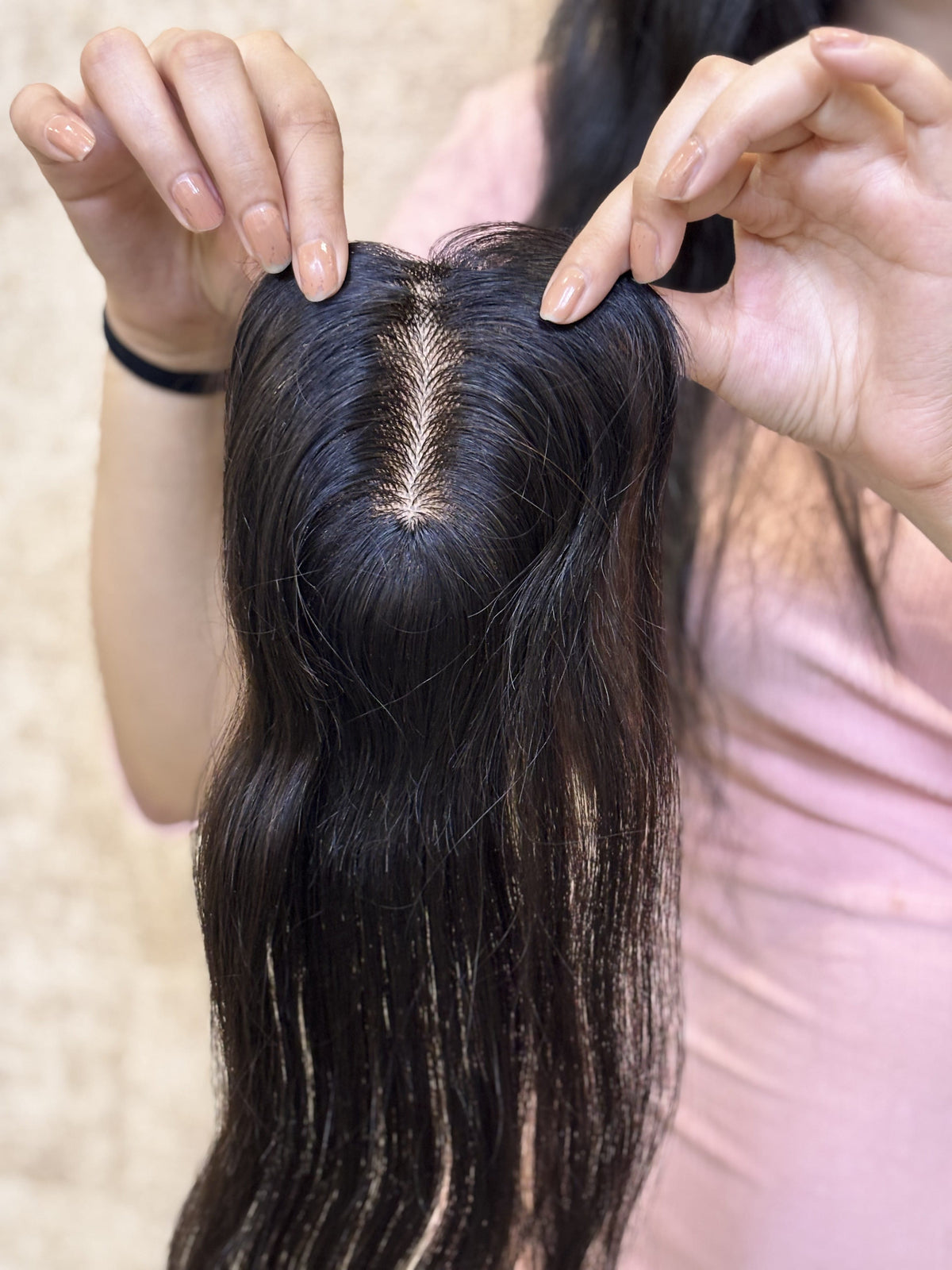 Hair Topper for Backcombed Hair | Silk Base | Natural Black | Straight | Remy Hair India